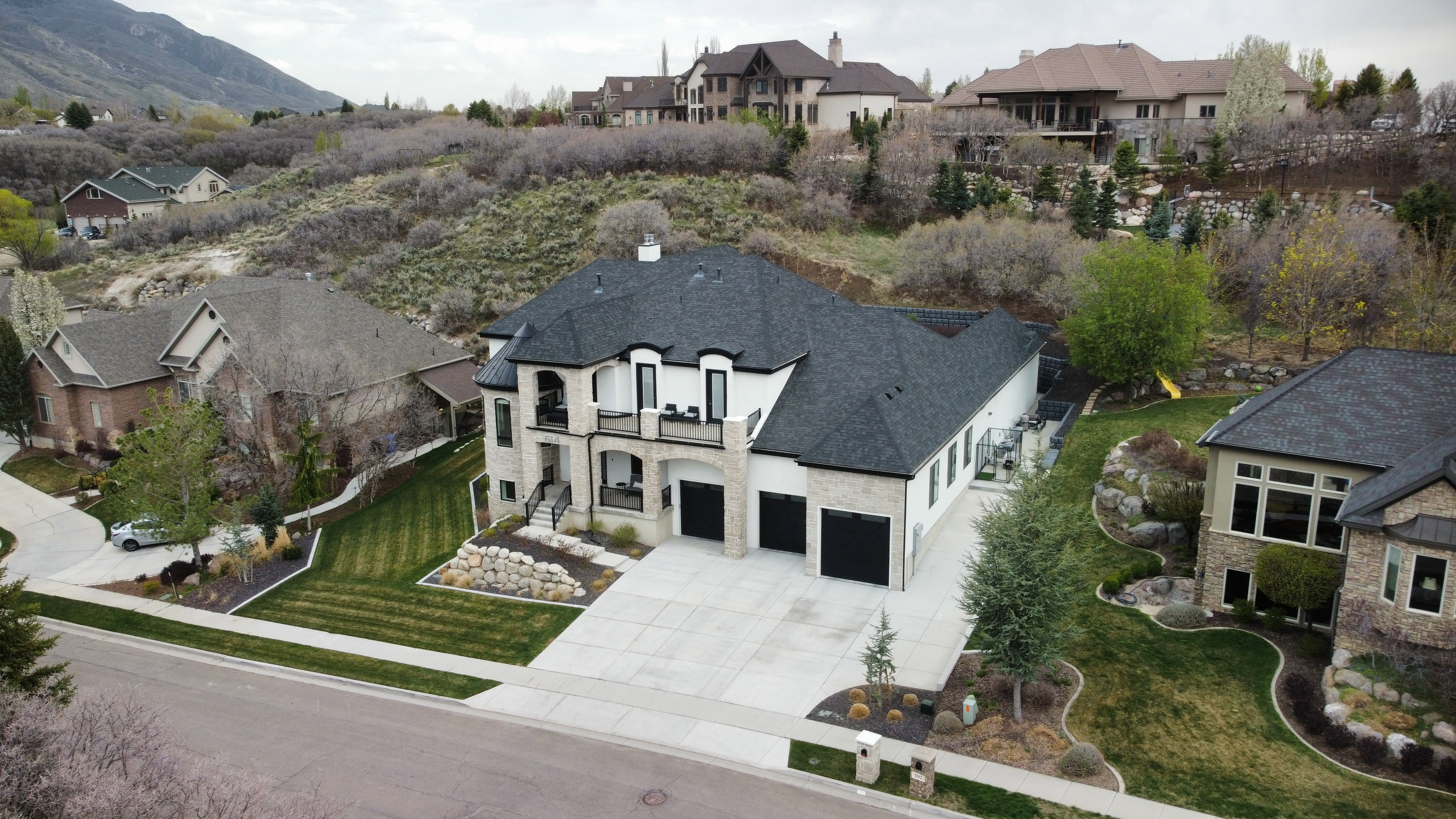 Aerial view of residential area