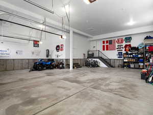 Garage with a central vacuum unit