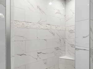 Bathroom view of tiled shower