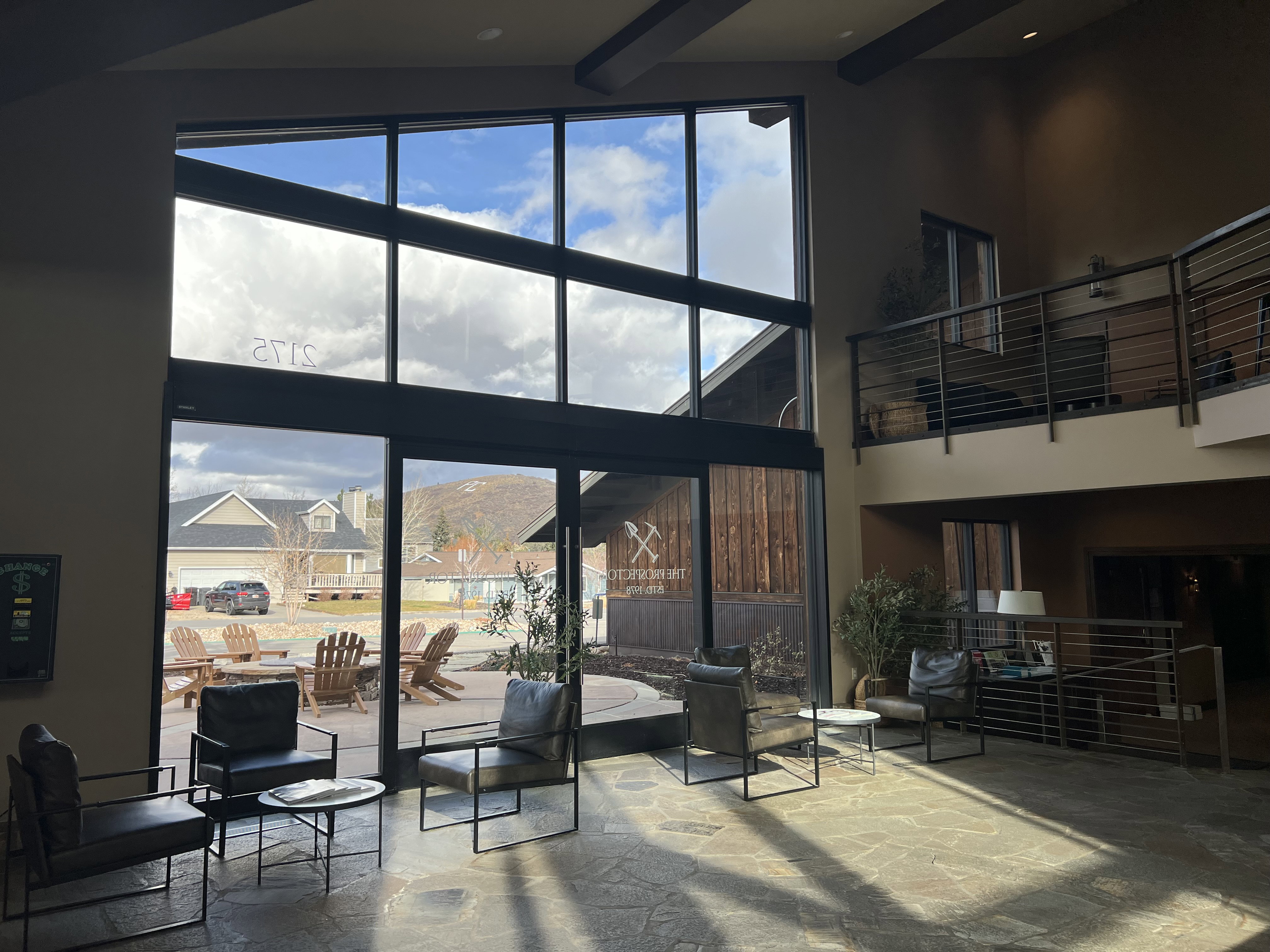 Common area featuring a mountain view