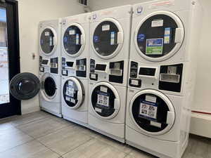 Community laundry with stacked washer / dryer