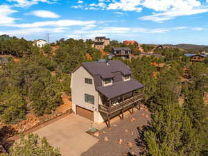 Aerial view of a tree filled landscape