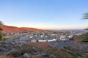Aerial view at dusk of a mountain view