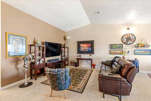 Living area with carpet