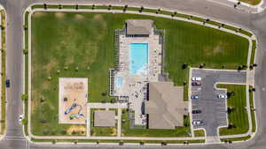 Bird's eye view of a pool area