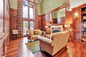 Two-story walnut library