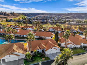 Drone / aerial view of a mountainous background
