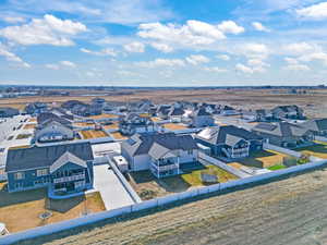 Aerial perspective of suburban area