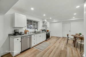 Virtually staged. Does not include the dishwasher and stove.