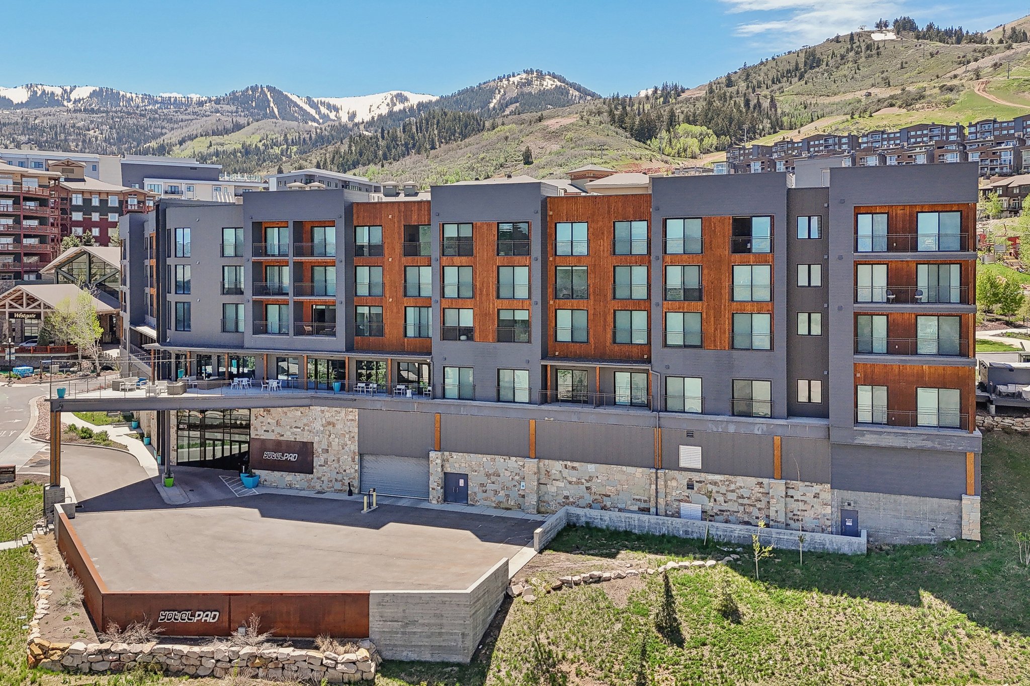 View of building exterior with a mountain view