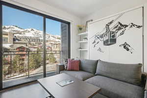 Living room featuring a mountain view