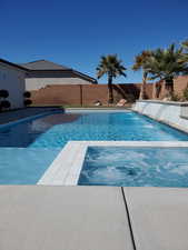 View of pool with a fenced backyard