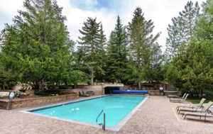 Community pool with a patio area