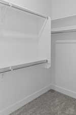 Walk in closet featuring carpet flooring