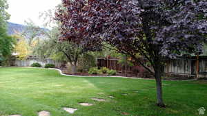 View of fenced backyard