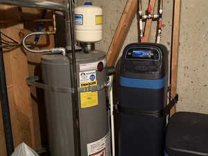 Utility room with strapped water heater