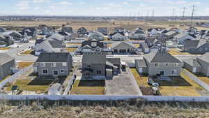 Aerial perspective of suburban area