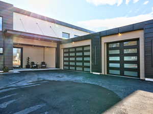 Garage with driveway