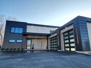 Contemporary house with a garage and driveway