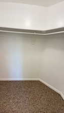Walk in closet featuring carpet floors