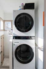 Laundry area with stacked washer / dryer