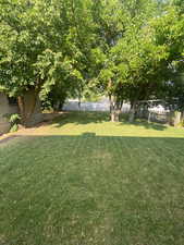 View of fenced backyard