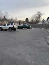 View of parking at dusk