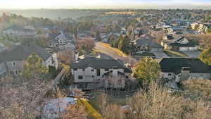 Aerial perspective of suburban area