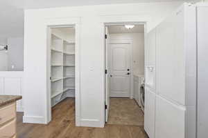 View of pantry and laundry room