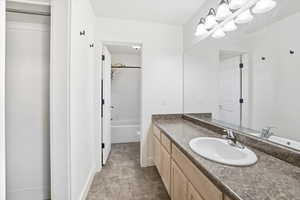 Primary bath with vanity and shower / bath combination