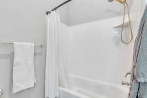 Bathroom has tub/shower combo