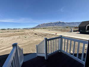Wooden terrace with a mountain view