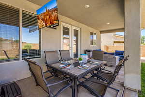 View of patio / terrace with outdoor dining space and french doors