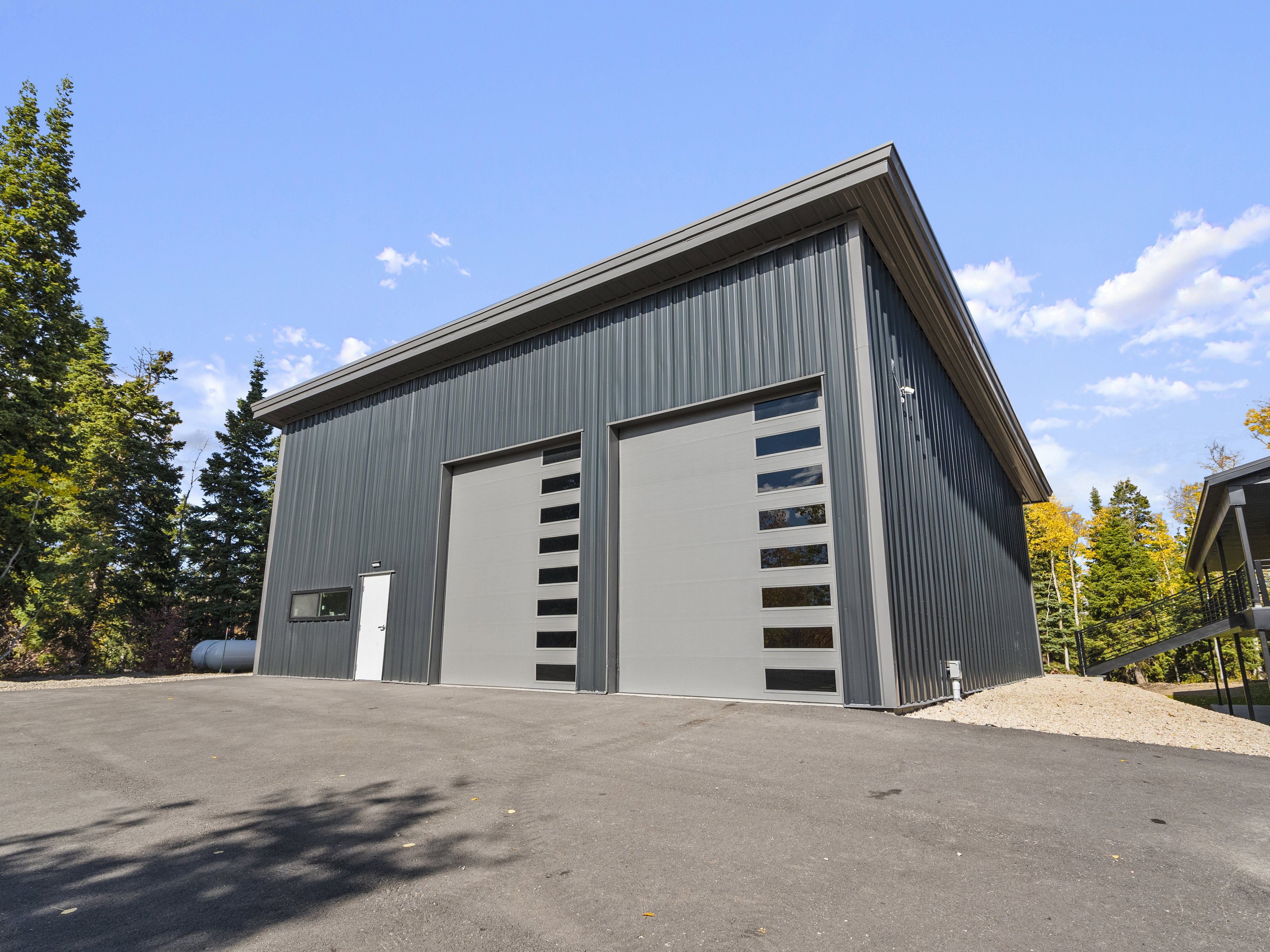 View of detached garage