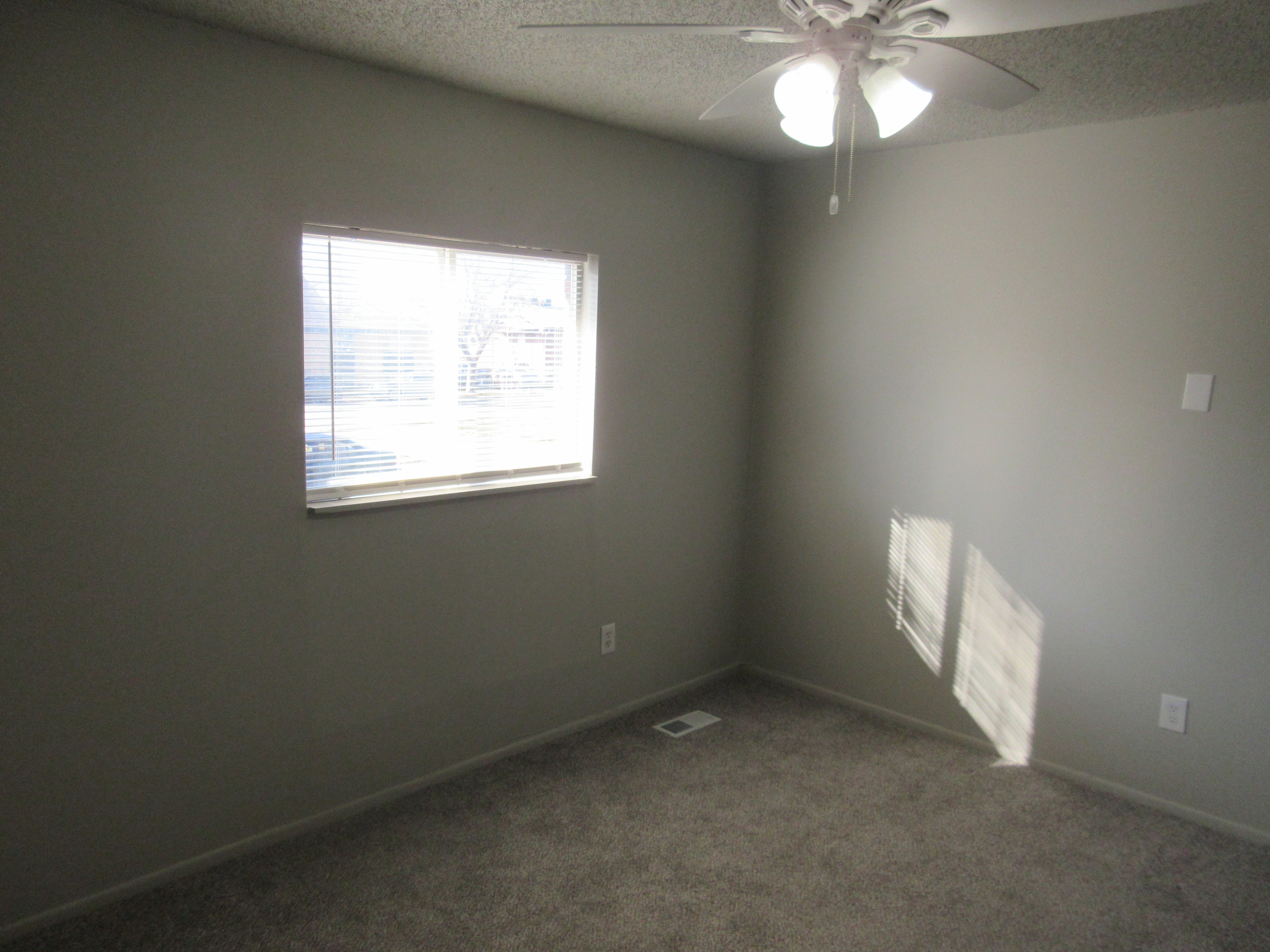 Unfurnished room with a ceiling fan, carpet, and a textured ceiling