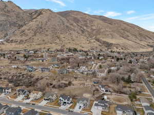 View of mountain background featuring nearby suburban area