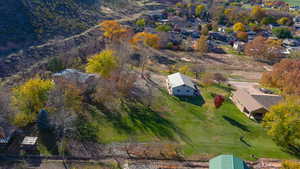 Aerial perspective of suburban area