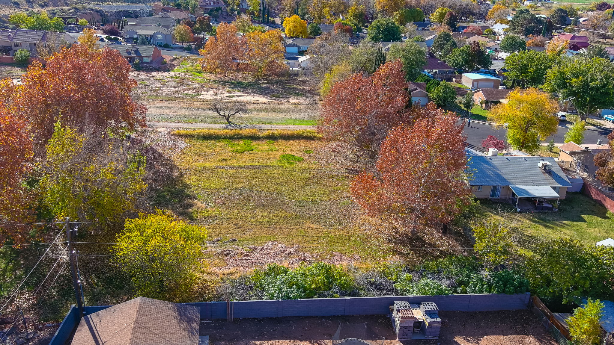 Aerial view of residential area
