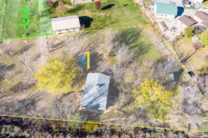 Aerial view of property's location with property boundaries highlighted