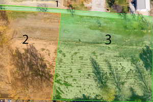 Aerial view of property's location featuring property parcel outlined