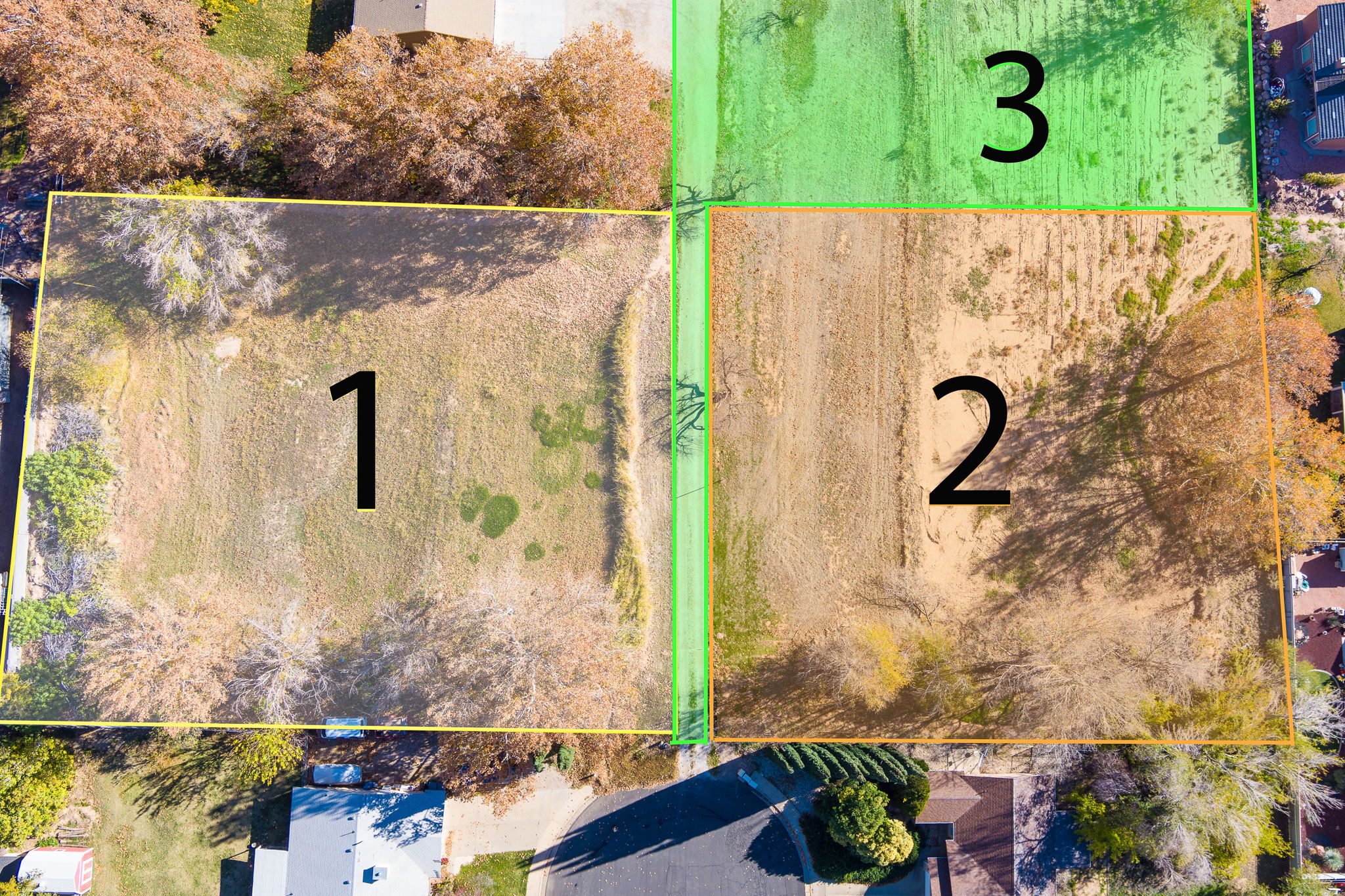 Aerial view of property's location with property boundaries highlighted