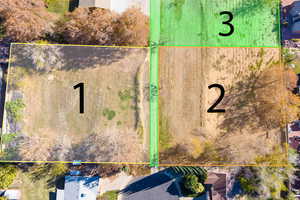 Aerial view of property's location with property boundaries highlighted
