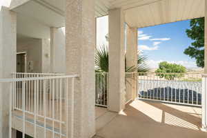 Balcony featuring elevator