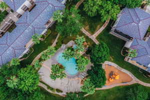 Aerial view of a pool