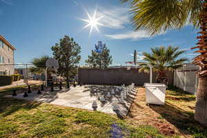 View of patio / terrace with basketball hoop