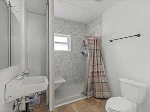 Bathroom with now stand up shower