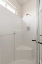 Bathroom with a tile shower