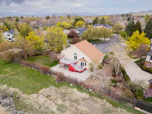 Drone / aerial view of a mountain backdrop