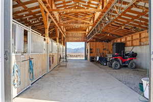 Horse barn with a mountain view