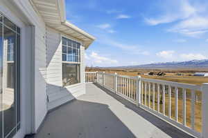 Balcony with a mountain view